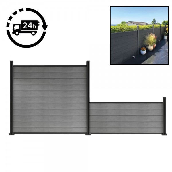 Composite Fencing / Fence Panels c/w Aluminium Posts - 3ft/900mm - 6ft 1800mm - Composite Tonge & Groove Fence Panels Slats