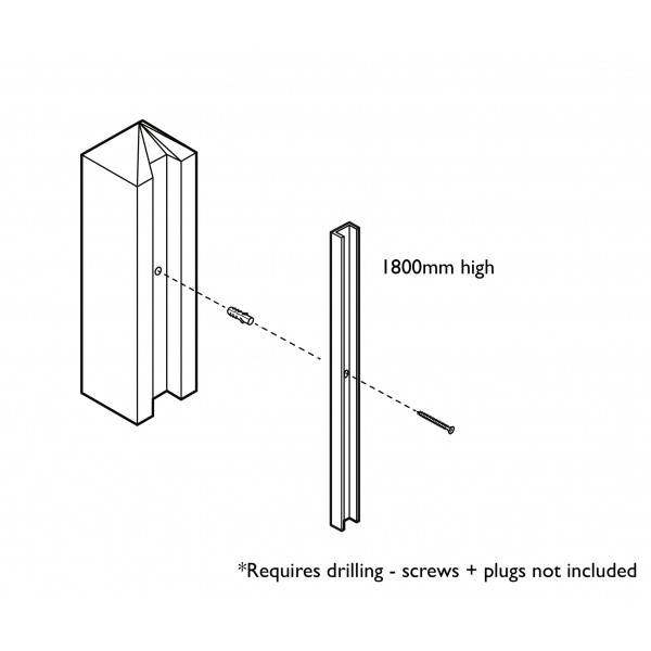 Concrete Post Adapter for Composite Fencing - U channel Rails for concrete post / wall fixing - Black