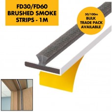 10mm Brushed Fire, Smoke & Seal Intumescent Strips 1m Length - Brushes - 4mm for FD30/FD60 fire rated Fire check door liner frame - WHITE