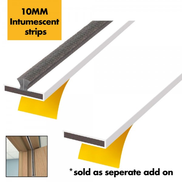 Intumescent Strips / Smoke & Seal Strips - 10mm x 4mm for FD30 fire rated Fire check door liner frame - WHITE