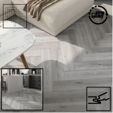 SPC Herringbone Click Flooring (Grey Oak) 5mm + 1mm Underlay Layer  Sold per Sq M - Vinyl Tile - Rigid Core Stone Polymer Composite Waterproof Click Tonge & Groove Luxury Vinyl Tile Flooring Grey Oak SPC Herringbone Click Flooring (Grey Oak) 5mm + 1mm Underlay Layer  Sold per Sq M - Vinyl Tile - Rigid Core Stone Polymer Composite Waterproof Click Tonge & Groove Luxury Vinyl Tile Flooring Grey Oak