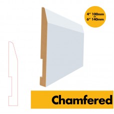 MDF Skirting Board Chamfered Edge - 4" / 6" x 14mm x 3m - Pre-Primed White MDF Skirting Board Chamfer 100mm / 140mm
