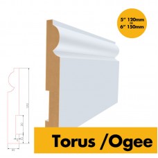 MDF Skirting Board Torus/Ogee  5" / 6" - 120mm / 150mm x 18mm x 3m - Pre-Primed White MDF Skirting Board - Traditional, Antique, Vintage, Victorian, Georgian