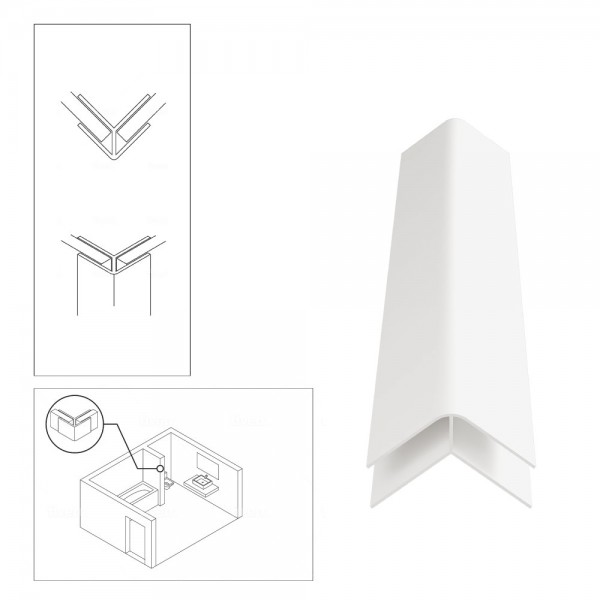 PVC External Corner Trim for Shower Aqua Wall Panel Cladding 5mm/10mm - Multipanel Aquabord Corner Trim White Chrome Silver