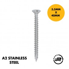 3.5 x 40mm  A2 Stainless Steel Screws - Single Thread (Pack of 50)  Wood Screws Pozi Countersunk Chipboard Screw (PZ2) 3.5 x 40mm  A2 Stainless Steel Screws - Single Thread (Pack of 50)  Wood Screws Pozi Countersunk Chipboard Screw (PZ2)