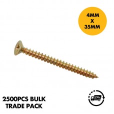 4mm x 35mm Countersunk Wood Screw  (Pack of 100) - Single Thread Wood Screws Pozi Countersunk Chipboard Screw (PH2)