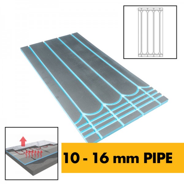 25mm UFH Underfloor Heating Insulation Board for 10-16mm Pipe - Wet piped underfloor heating systems