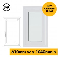 UPVC Window White - Single 610mm w x 1040mm h (RAL9010)  Left or Right Opening 1P