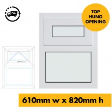 UPVC Window White - Single 610mm w x 820mm h Top Hung Opening (RAL9010) 1P UPVC Window White - Single 610mm w x 820mm h Top Hung Opening (RAL9010) 1P