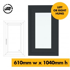 UPVC Window Anthracite Grey - Single 610mm w x 1040mm h (RAL7016)  Left or Right Opening 1P
