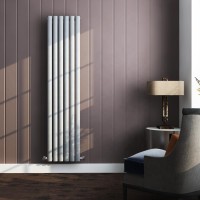 Vertical Radiator - Oval Gloss White RAL9003 - Tall Tower Traditional  Column Wall Mount Radiator - Single u0026 Double Panel
