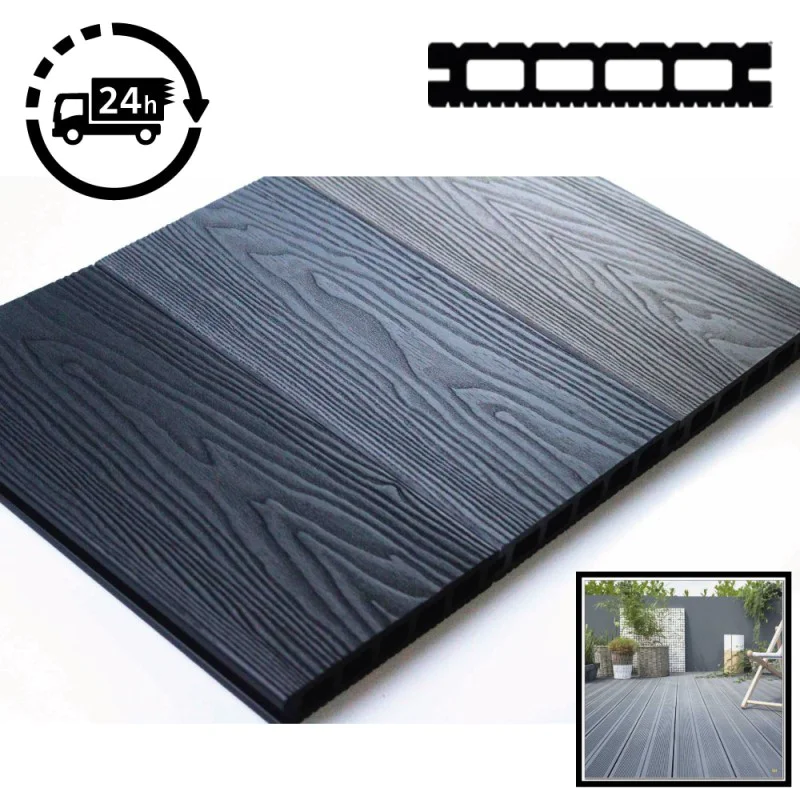 Composite Decking Board Premium Wood Grain / Grooved - Plastic Decking PVC Decking WPC Decking - Black / Grey / Brown / Anthracite - Price Per / Square M (1 sq m) Composite Decking Board Premium Wood Grain / Grooved - Plastic Decking PVC Decking WPC Decking - Black / Grey / Brown / Anthracite - Price Per / Square M (1 sq m)