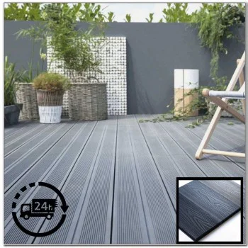Composite Decking Board Eco Teak Brown Wood Grain Effect 3m - Plastic Decking PVC Decking WPC Decking Hollow Garden Exterior Decking Boards