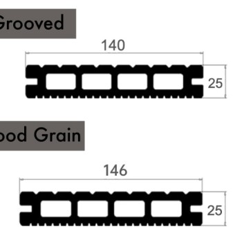 **CLEARANCE** Composite Decking Board Eco - Anthracite Grey / Black Lined / Wood Grain Effect 3m - Plastic Decking PVC Decking WPC Decking Hollow Garden Exterior Decking Boards 