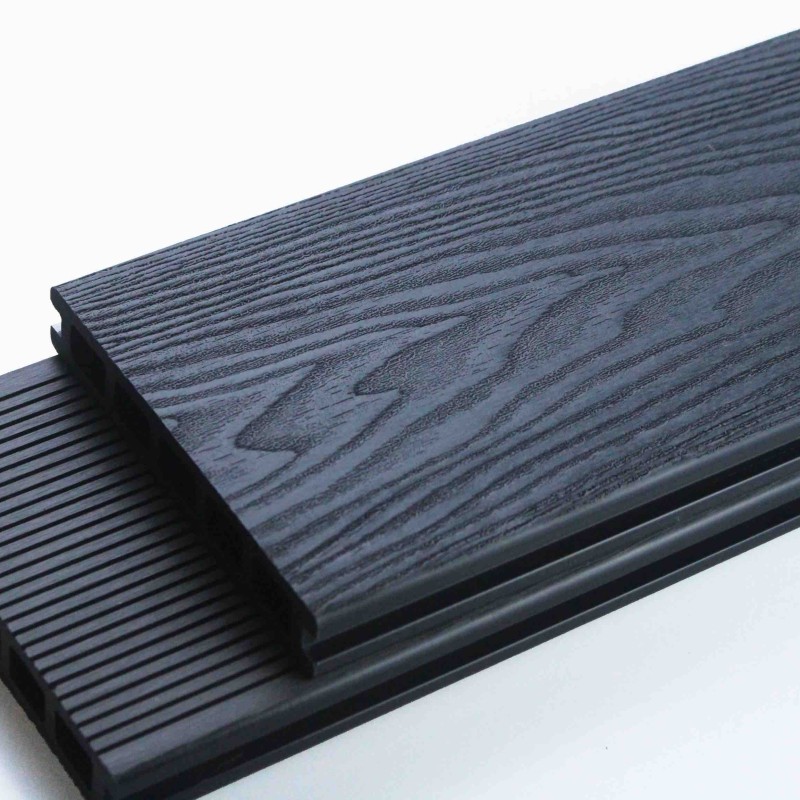 SAMPLE Composite Decking - Grey / Black / Ash / Brown / Anthracite Grey Wood Grain Effect 3m - Plastic Decking PVC Decking WPC Decking Hollow Garden Exterior Decking Boards 