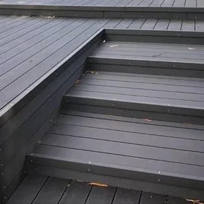 Composite Decking Board  Premium (Authentic Woodgrain Texture) - Anthracite Grey / Black  Wood Grain Effect 3m - Plastic Decking PVC Decking WPC Decking Hollow Garden Exterior Decking Boards