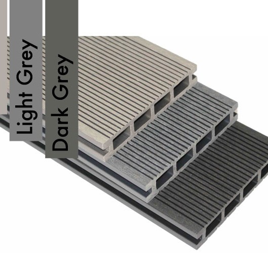 SAMPLE Composite Decking - Grey / Black / Ash / Brown / Anthracite Grey Wood Grain Effect 3m - Plastic Decking PVC Decking WPC Decking Hollow Garden Exterior Decking Boards 