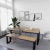 Rustic Industrial Solid Wood Dining Table / Desk / Work Table - Chunky Timber / Steel Legs (Square Legs) - 1.5m (150cm) / 1.8m (180cm) / 2m(200cm) c/w Black Square Box Legs x 2 4-8 Persons - SQUARE EDGE