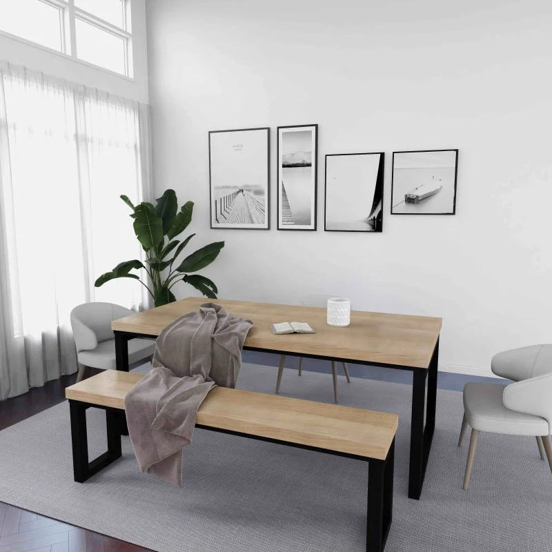 Rustic Industrial Solid Wood Dining Table / Desk / Work Table - Chunky Timber / Steel Legs (Square Legs) - 1.5m (150cm) / 1.8m (180cm) / 2m(200cm) c/w Black Square Box Legs x 2 4-8 Persons - SQUARE EDGE Rustic Industrial Solid Wood Dining Table / Desk / Work Table - Chunky Timber / Steel Legs (Square Legs) - 1.5m (150cm) / 1.8m (180cm) / 2m(200cm) c/w Black Square Box Legs x 2 4-8 Persons - SQUARE EDGE