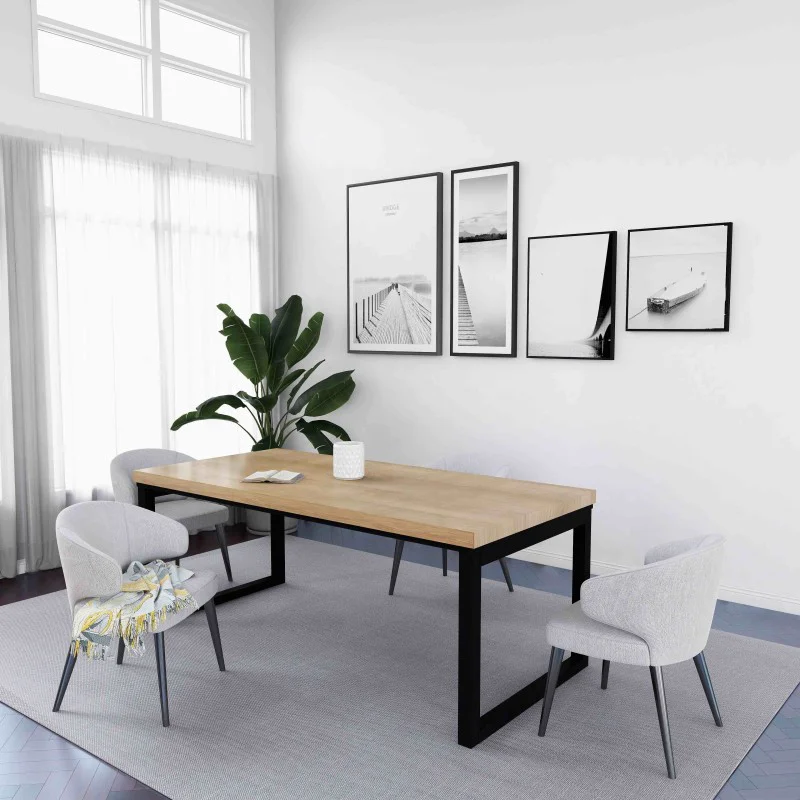 Rustic Industrial Solid Wood Dining Table / Desk / Work Table - Chunky Timber / Steel Legs (Square Legs) - 1.5m (150cm) / 1.8m (180cm) / 2m(200cm) c/w Black Square Box Legs x 2 4-8 Persons - SQUARE EDGE Rustic Industrial Solid Wood Dining Table / Desk / Work Table - Chunky Timber / Steel Legs (Square Legs) - 1.5m (150cm) / 1.8m (180cm) / 2m(200cm) c/w Black Square Box Legs x 2 4-8 Persons - SQUARE EDGE