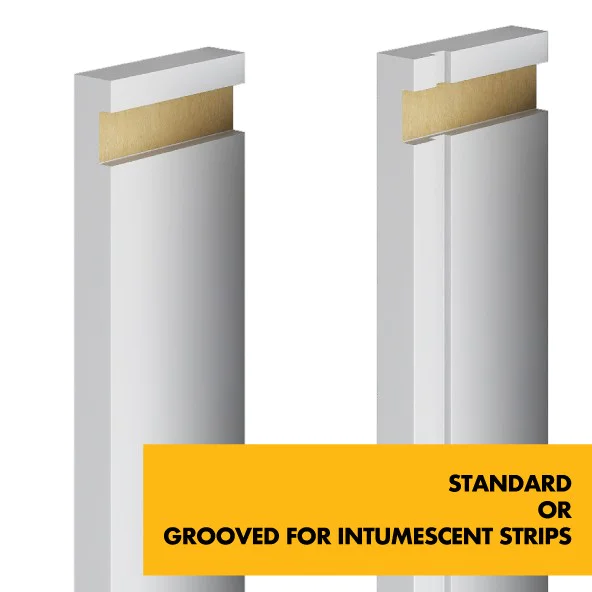 MDF Door Liner -  FD30 Primed Door Frame Lining Set c/w Optional 10mm Trench/Grooves for Fire Intumescent Door Strips - 30 Minute Fire Rating - MDF White Painted Primed Door Liner