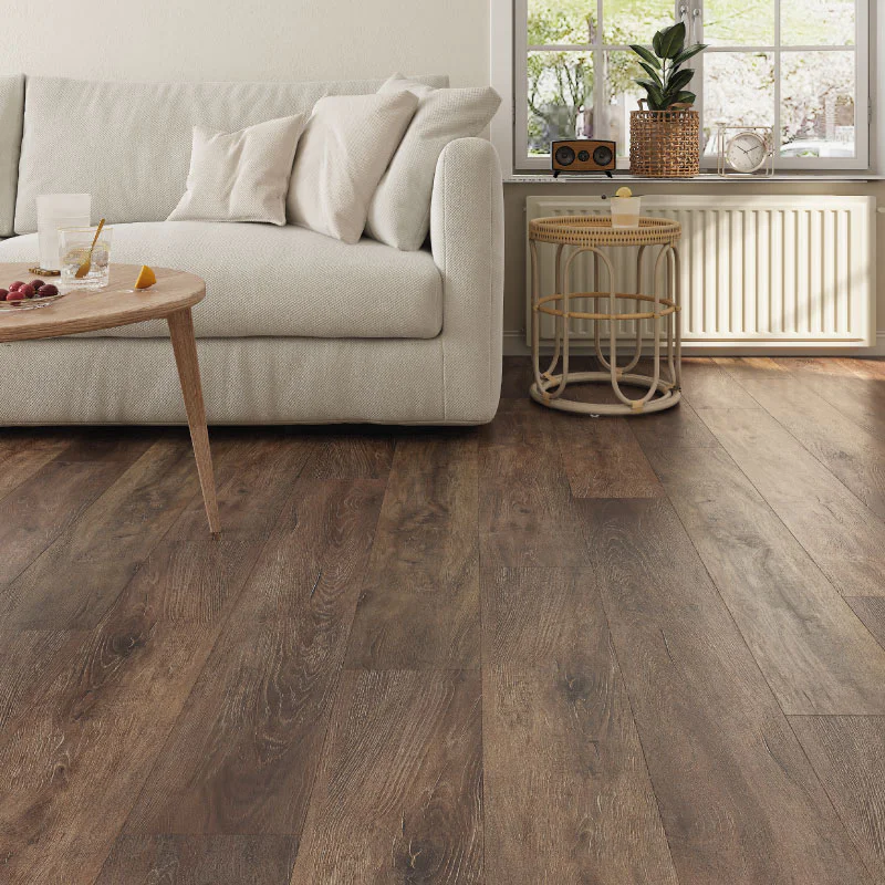 SPC Click Vinyl Tile Flooring (Dark Oak) with Built in Underlay per Sq M- Click Vinyl Tile Floors for Kitchen, Bathroom,  Living Room - LVT Rigid Core Stone Polymer Composite Waterproof Click Tonge & Groove Luxury Vinyl Tile Flooring Dark Oak