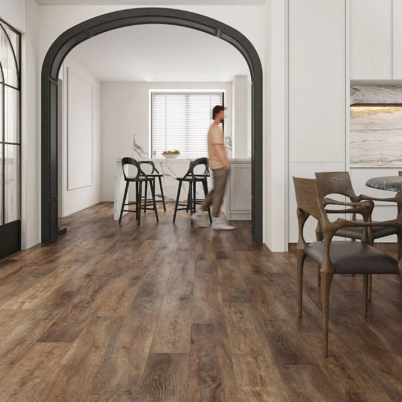SPC Click Vinyl Tile Flooring (Dark Oak) with Built in Underlay per Sq M- Click Vinyl Tile Floors for Kitchen, Bathroom,  Living Room - LVT Rigid Core Stone Polymer Composite Waterproof Click Tonge & Groove Luxury Vinyl Tile Flooring Dark Oak