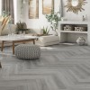 SPC Herringbone Click Flooring (Grey Oak) 5mm + 1mm Underlay Layer  Sold per Sq M - Vinyl Tile - Rigid Core Stone Polymer Composite Waterproof Click Tonge & Groove Luxury Vinyl Tile Flooring Grey Oak