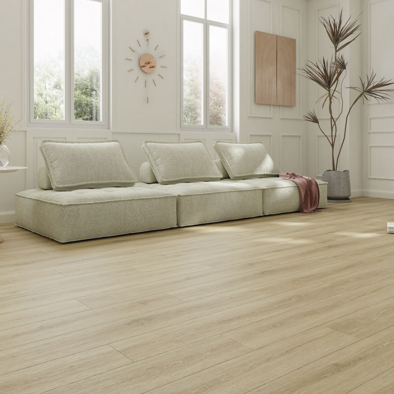SPC Click Vinyl Tile Flooring (Light Oak) with Built in Underlay per Sq M- Click Vinyl Tile Floors for Kitchen, Bathroom,  Living Room - LVT Rigid Core Stone Polymer Composite Waterproof Click Tonge & Groove Luxury Vinyl Tile Flooring Light Oak