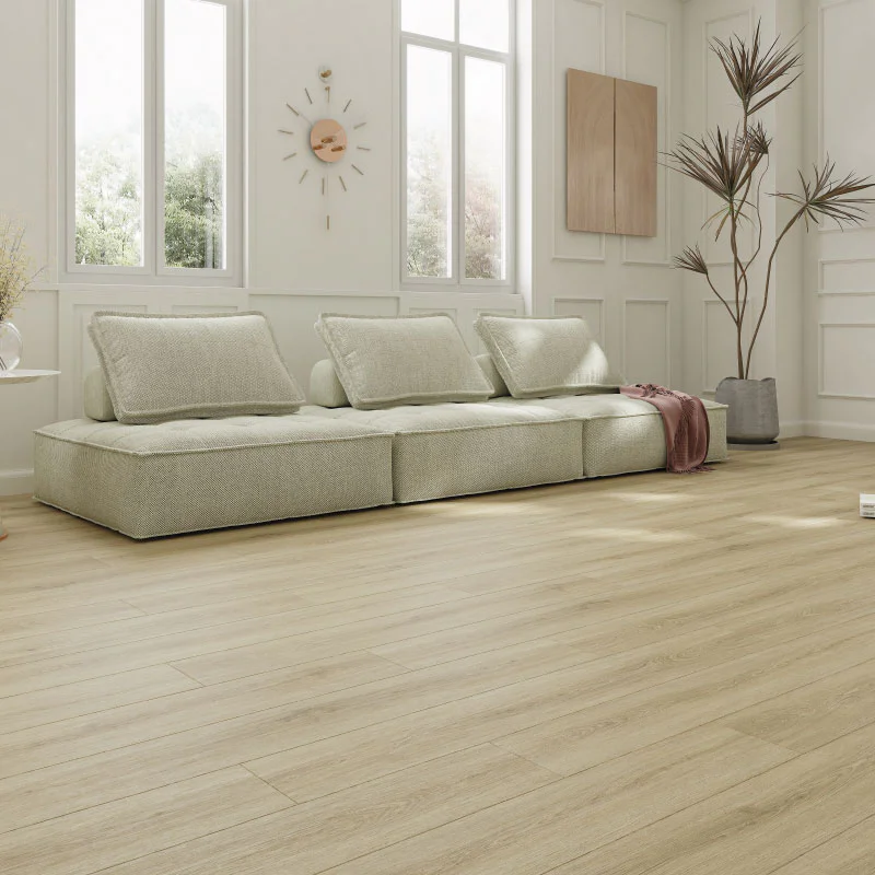 **SAMPLE ONLY** SPC Click Vinyl Tile Flooring (Light Oak) with Built in Underlay - Click Vinyl Tile Floors for Kitchen, Living Room - LVT Rigid Core Stone Polymer Composite Waterproof Click Tonge & Groove Luxury Vinyl Tile Flooring Light Oak