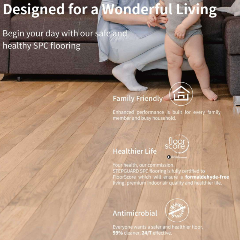 SPC Herringbone Click Flooring (Natural Oak) 5mm + 1mm Underlay Layer  Sold per Sq M - Vinyl Tile - Rigid Core Stone Polymer Composite Waterproof Click Tonge & Groove Luxury Vinyl Tile Flooring Oak