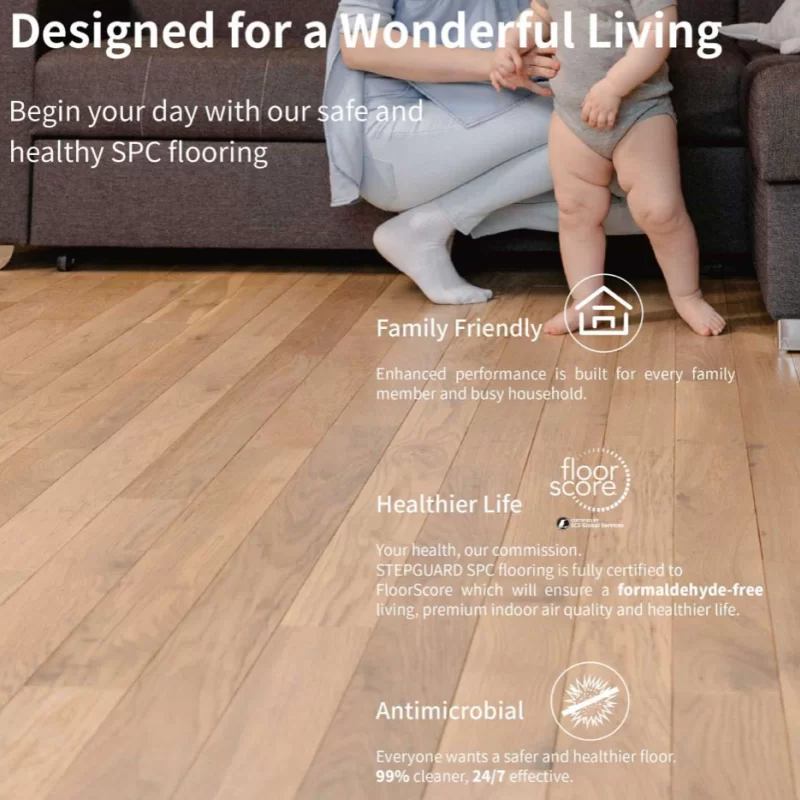 SPC Click Vinyl Tile Flooring (Dark Oak) with Built in Underlay per Sq M- Click Vinyl Tile Floors for Kitchen, Bathroom,  Living Room - LVT Rigid Core Stone Polymer Composite Waterproof Click Tonge & Groove Luxury Vinyl Tile Flooring Dark Oak