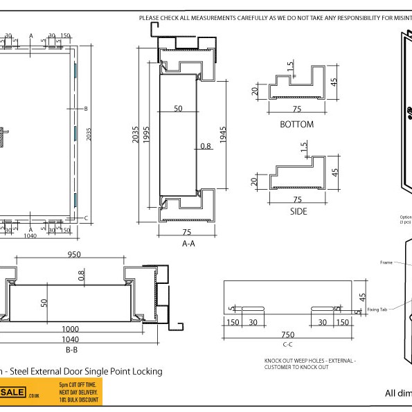 Shipping Container Steel Doors - Single Security Personnel Doors for 20ft / 40ft ISO Shipping Container - Industrial Grade Exterior Outdoor Security Door