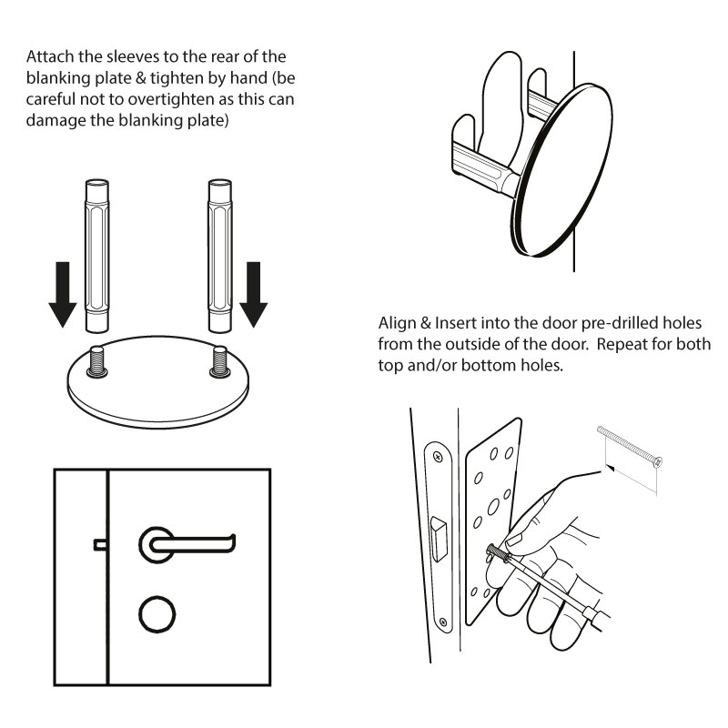 Door Blanking Plate c/w 2 x Screws - for blanking off existing holes on the single point locking steel security door 