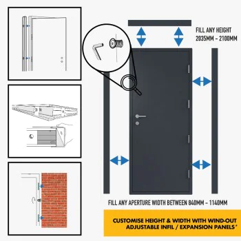 Double Steel Security Personnel Pedestrian Door - Industrial Grade Exterior Outdoor Security Door - 1800mm w x 2035mm h