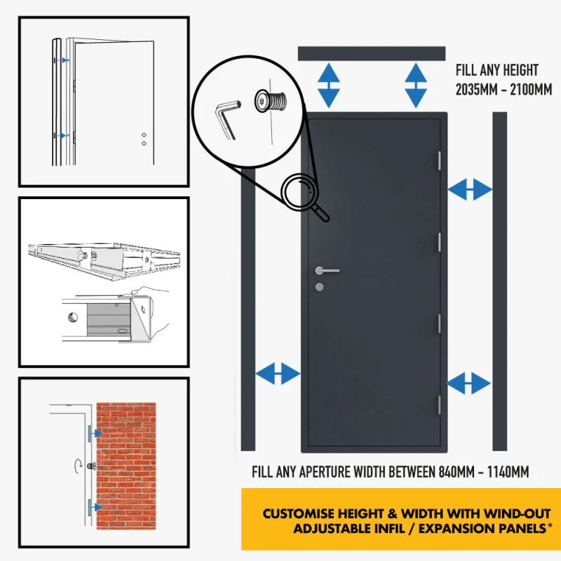 **Custom Sized / Made To Order/measure** Double Steel Security Personnel Pedestrian Door - Industrial Grade Exterior Outdoor Security Door