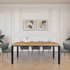 Rustic Industrial Solid Wood Dining Table / Desk / Work Table - Chunky Timber / Steel Legs (4 Corner Legs) - 1.5m (150cm) / 1.8m (180cm) / 2m(200cm) c/w 4 x Black Square Box Legs  4-8 Persons