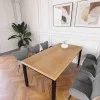 Rustic Industrial Solid Wood Dining Table / Desk / Work Table - Chunky Timber / Steel Legs (4 Corner Legs) - 1.5m (150cm) / 1.8m (180cm) / 2m(200cm) c/w 4 x Black Square Box Legs  4-8 Persons