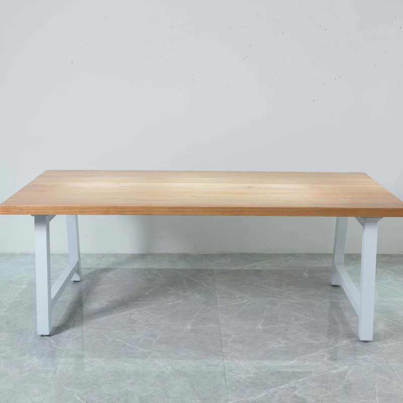 Rustic Solid Wood Industrial Dining Table / Desk / Meeting Table - Chunky Timber / White Steel Legs (A-Frame Legs) - 1.5m (150cm) / 1.8m (180cm) / 2m(200cm) c/w White A-FrameLegs x 2 4-8 Persons - SQUARE EDGE