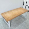Rustic Solid Wood Industrial Dining Table / Desk / Meeting Table - Chunky Timber / White Steel Legs (A-Frame Legs) - 1.5m (150cm) / 1.8m (180cm) / 2m(200cm) c/w White A-FrameLegs x 2 4-8 Persons - SQUARE EDGE