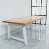 Rustic Solid Wood Industrial Dining Table / Desk / Meeting Table - Chunky Timber / White Steel Legs (A-Frame Legs) - 1.5m (150cm) / 1.8m (180cm) / 2m(200cm) c/w White A-FrameLegs x 2 4-8 Persons - SQUARE EDGE