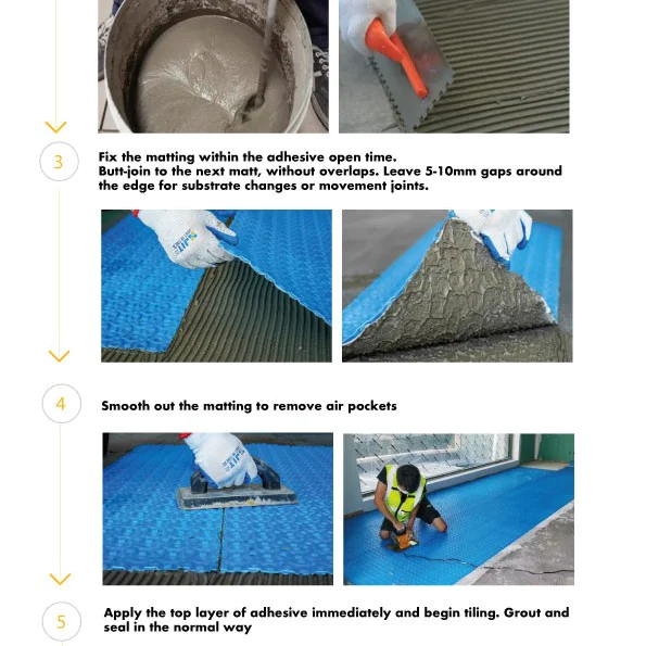 Tile decoupling mat / anti-crack matting - uncoupling waterproof membrane rapid mat durable base roll for under tile 3.6mm