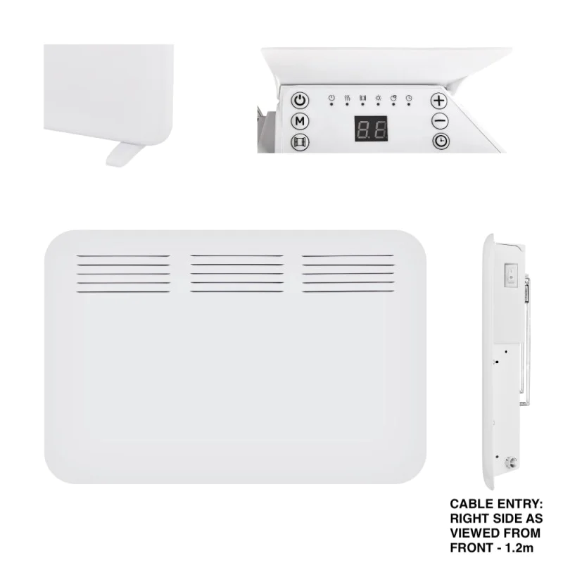 BULK Trade X10 Pack - 1kw / 1.5kw / 2kw Electric Panel Heaters Wall Mounted - LOT20/ERP Compliant c/w 24/7 Timer / Thermostat - Wall Hung Fixings + Mounting Feet