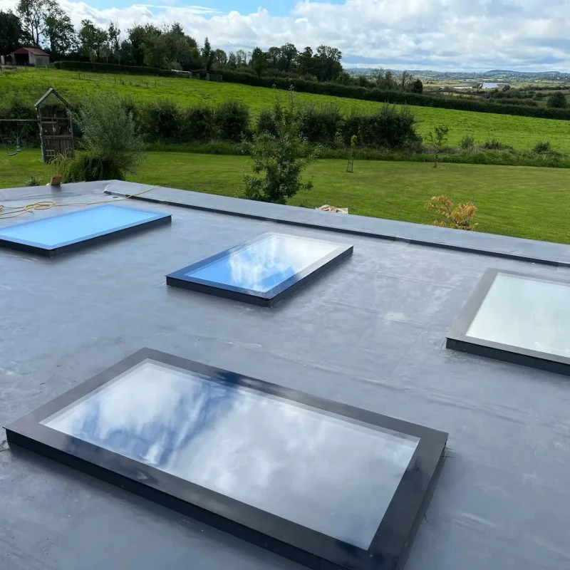 Flat Roof Lantern - Frameless Glass Window Skylight for Flat Roofs - Glazed Roof Lantern Triple Glazed Toughened Glass 