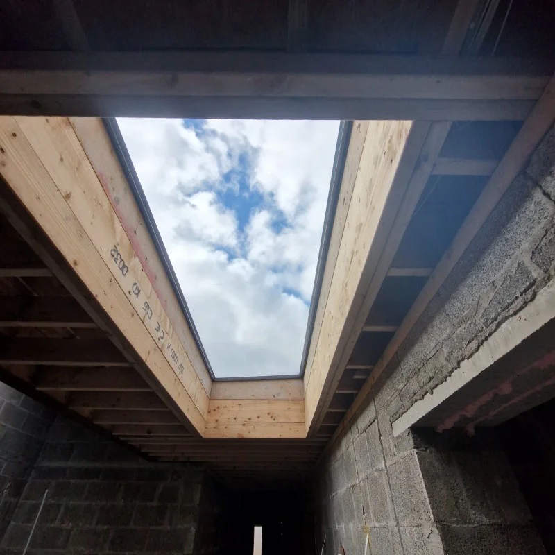 Flat Roof Lantern - Frameless Glass Window Skylight for Flat Roofs - Glazed Roof Lantern Triple Glazed Toughened Glass 