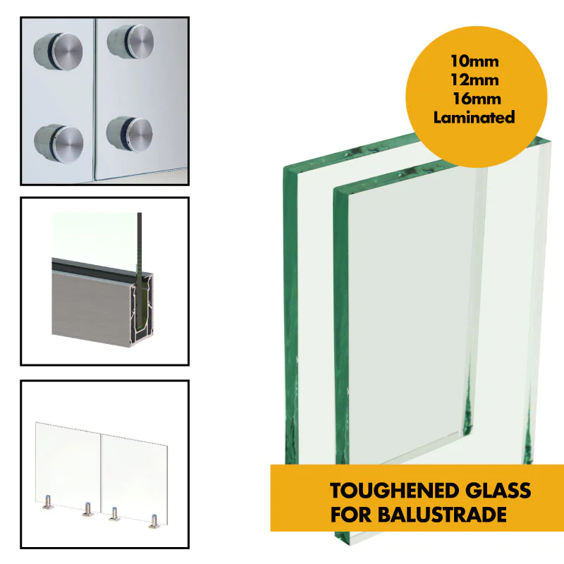 Spigot Glass Balustrade / Handrail - (Pair of) Spigot Mounted 304 Grade Stainless Steel Spigots - 10mm Toughened Glass 0.74kN / 1.5kN / 3.0kN Spigot Glass Balustrade / Handrail - (Pair of) Spigot Mounted 304 Grade Stainless Steel Spigots - 10mm Toughened Glass 0.74kN / 1.5kN / 3.0kN