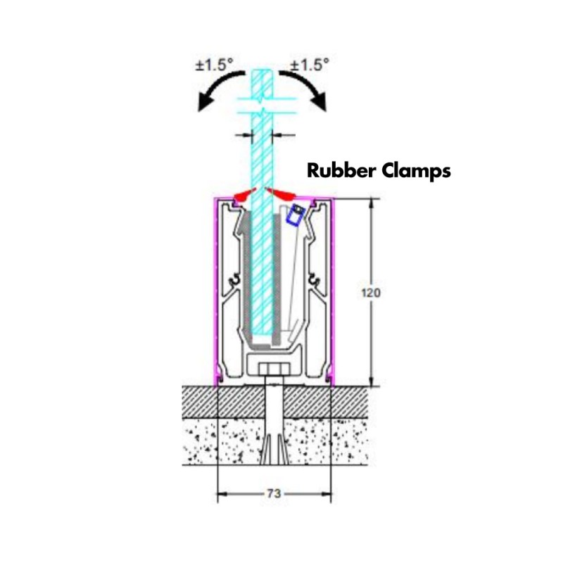 Frameless Glass Balustrade - Aluminium Channel / Extrusion - Sold Per M for Toughened Glass 0.36kN / 0.74kN / 1.5kN 3m Lengths - 1100mm High (Tested to BS6180:2011) Price per M / Sold in 3m Lengths