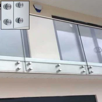 Glass Standoff Balustrade - Side Fix / Face Fix Handrail (Adaptor Face Fix Fixings) 12mm Toughened Glass - Set of 4 c/w Stainless Steel Fixings 38mm 0.74kN / 1.5kN / 3.0kN