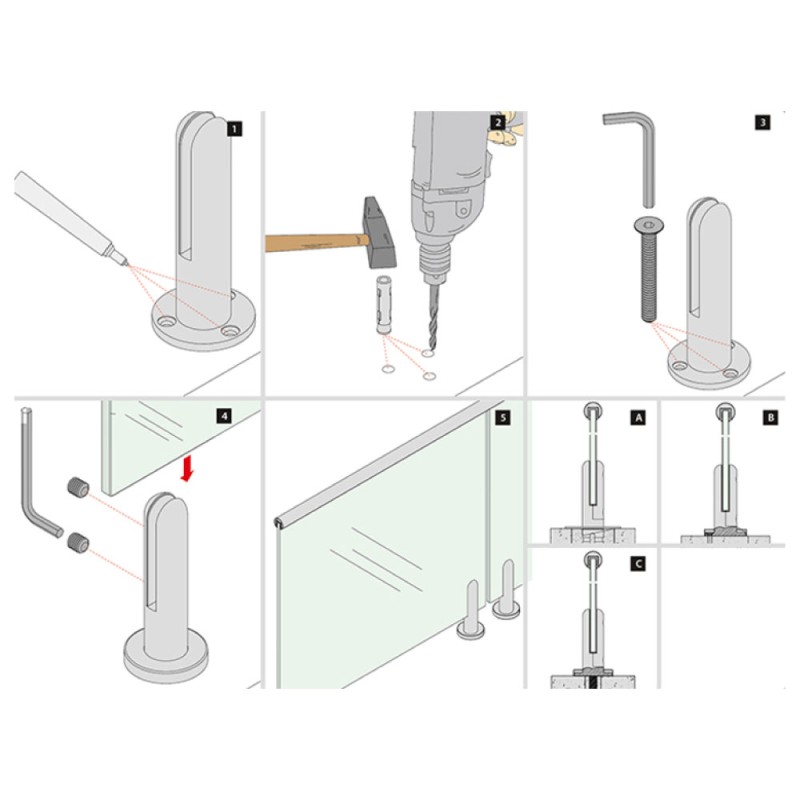 Toughened/Tempered 12mm Glass for Frameless Glass Aluminium Balustrade (0.36/0.74kN) - 1080mm h (for 1100mm FFL) - Various Widths 300mm / 600mm / 990mm