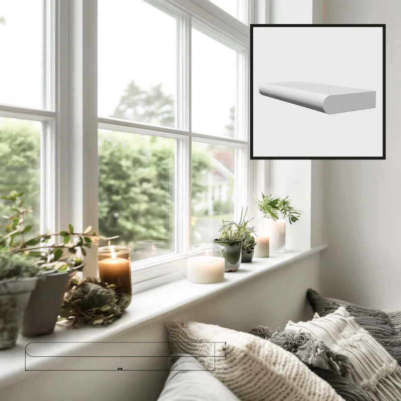 MDF Window Cil Board / Window Cill/Sill - Bullnose MDF Pre-Primed Window Board